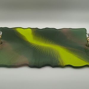 Green and Yellow Glass Serving Tray